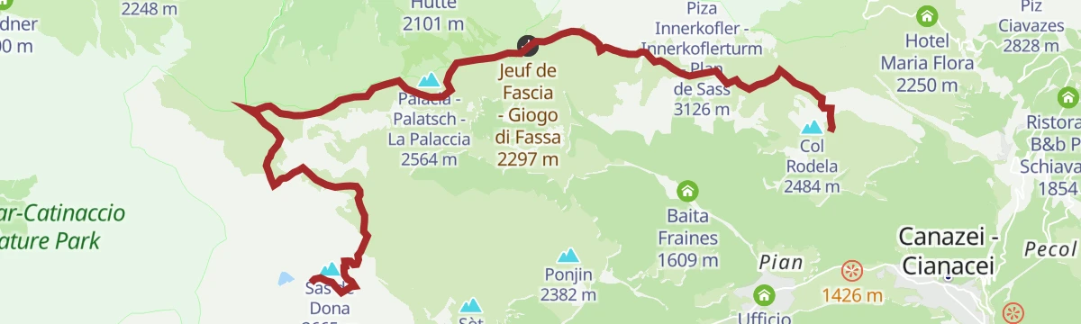 Route map: Stage 4 Dolomiti Trek King - At the foot of Sassolungo